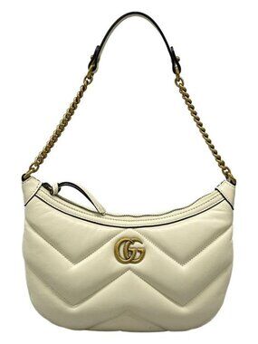 Gucci Shoulder Bag GG Marmont Small Bag Ivory Chain Leather